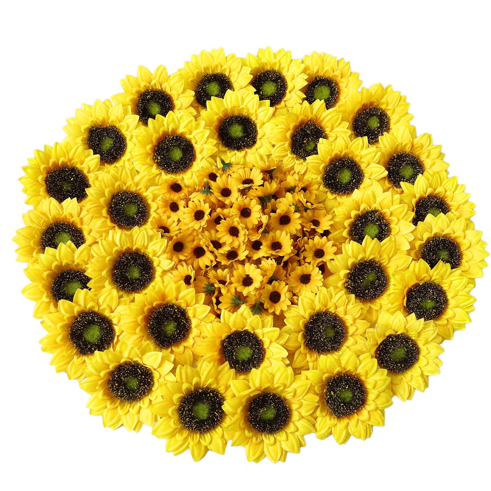 130 PCS Artificial Sunflower Heads Yellow Floral Decor 3.5/1.5 Inch DIY Crafts