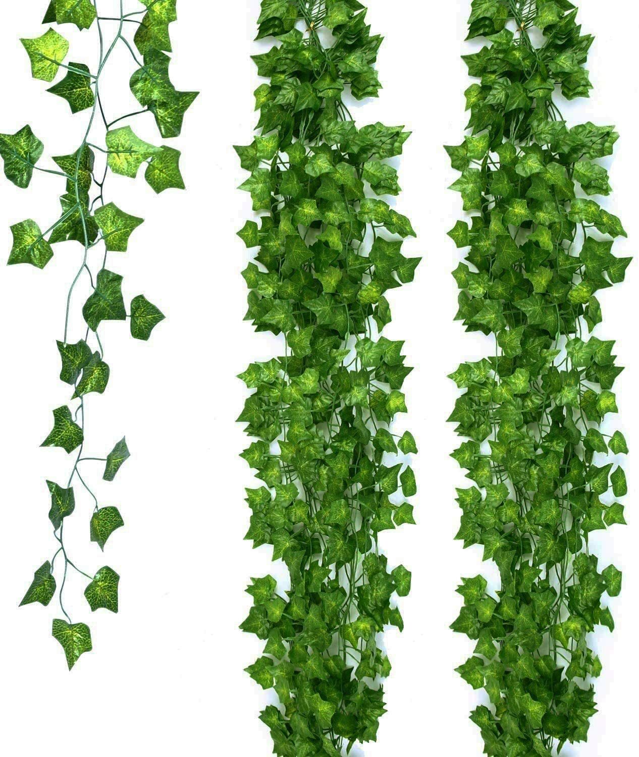 Fake Ivy Leaves Set of 12 Artificial Greenery vines for room wedding xmas decor