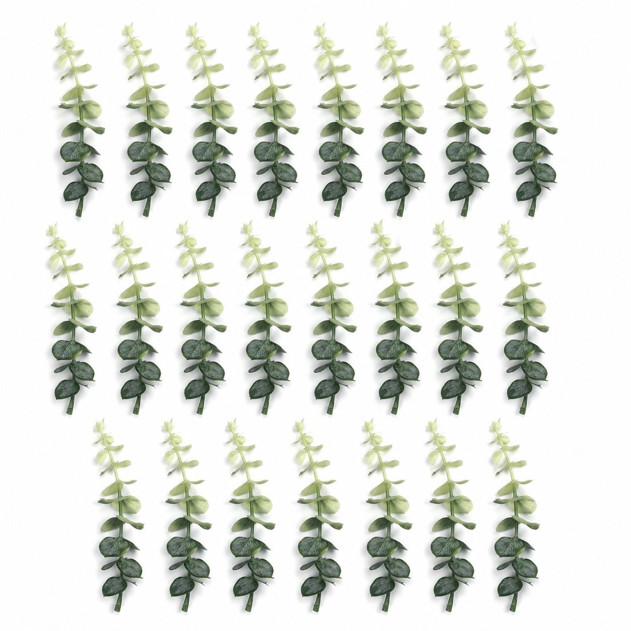 Mini Green and Cream Eucalyptus Sprigs Set of 23, 5 Inch Soft Touch Faux Greener