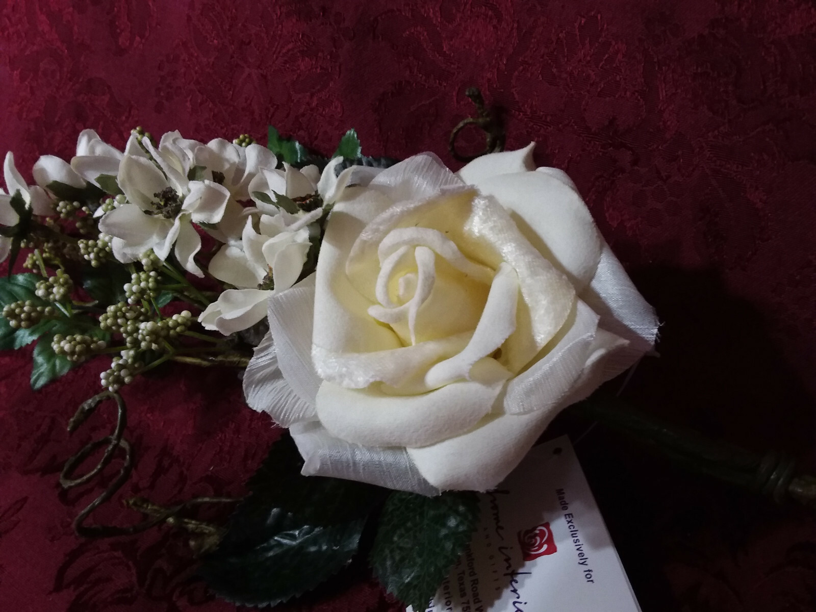 Home Interiors Silk White Rose Spray – NEW/FREE SHIPPING