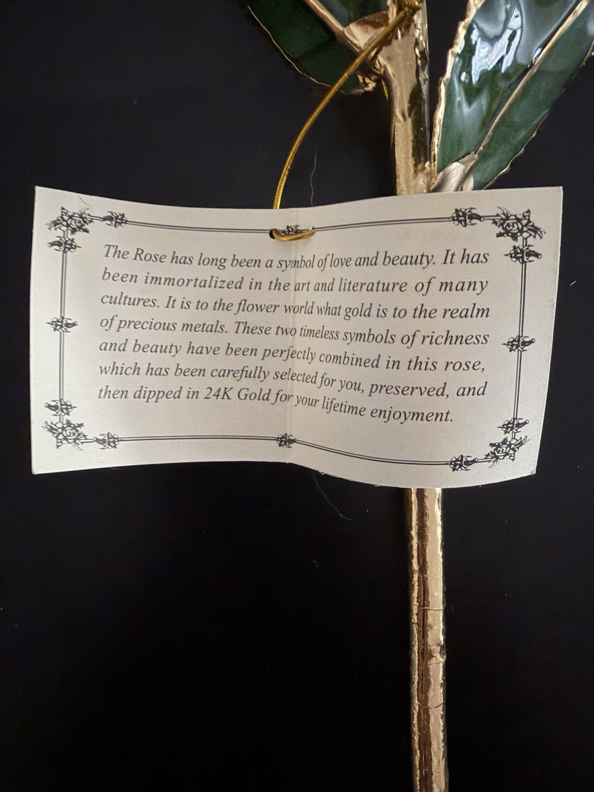 Living Gold Real Rose Dipped in 24K Gold Flower Stem, Gold/Green/White.