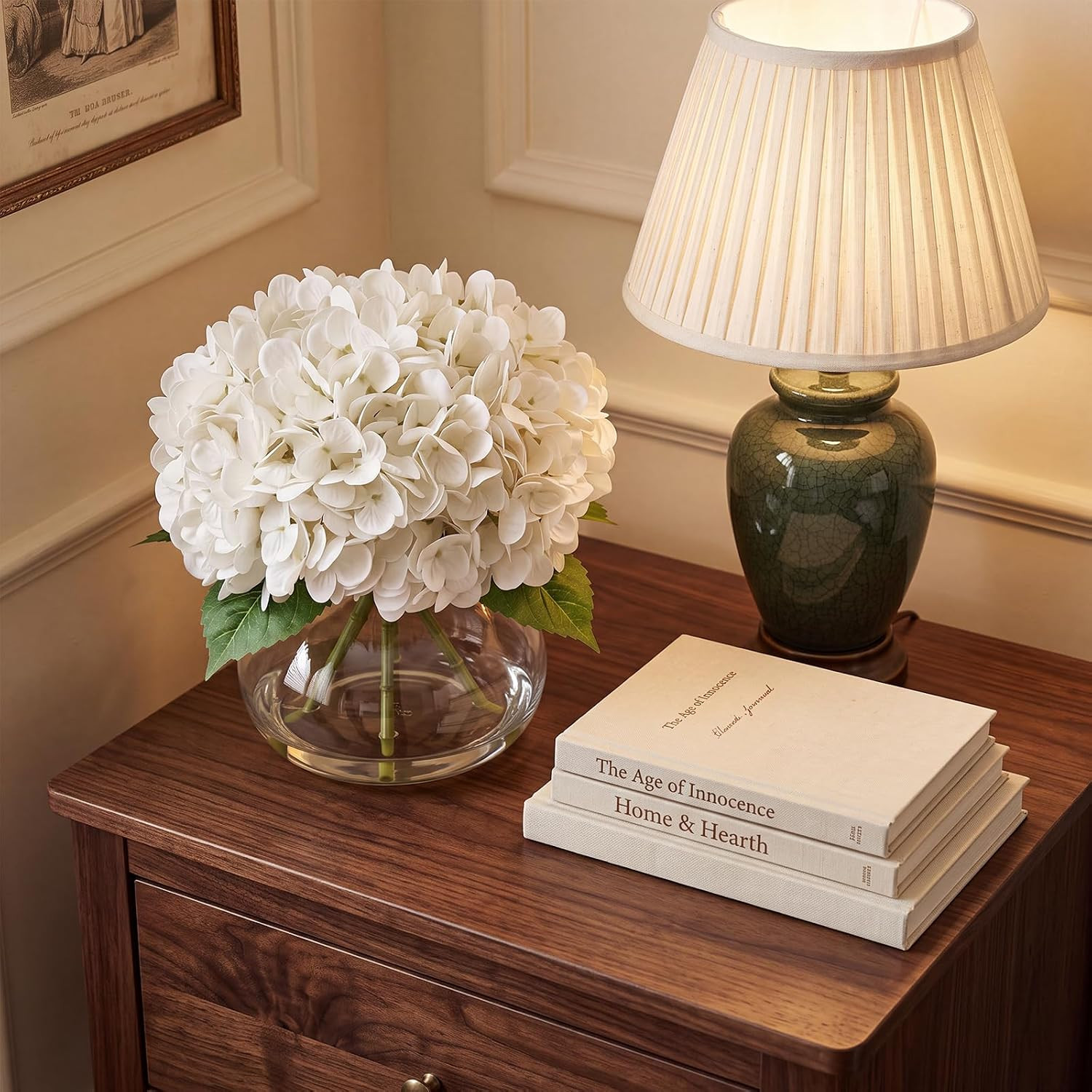 Premium Real Touch White Hydrangea in Vase for Home & Wedding Decor