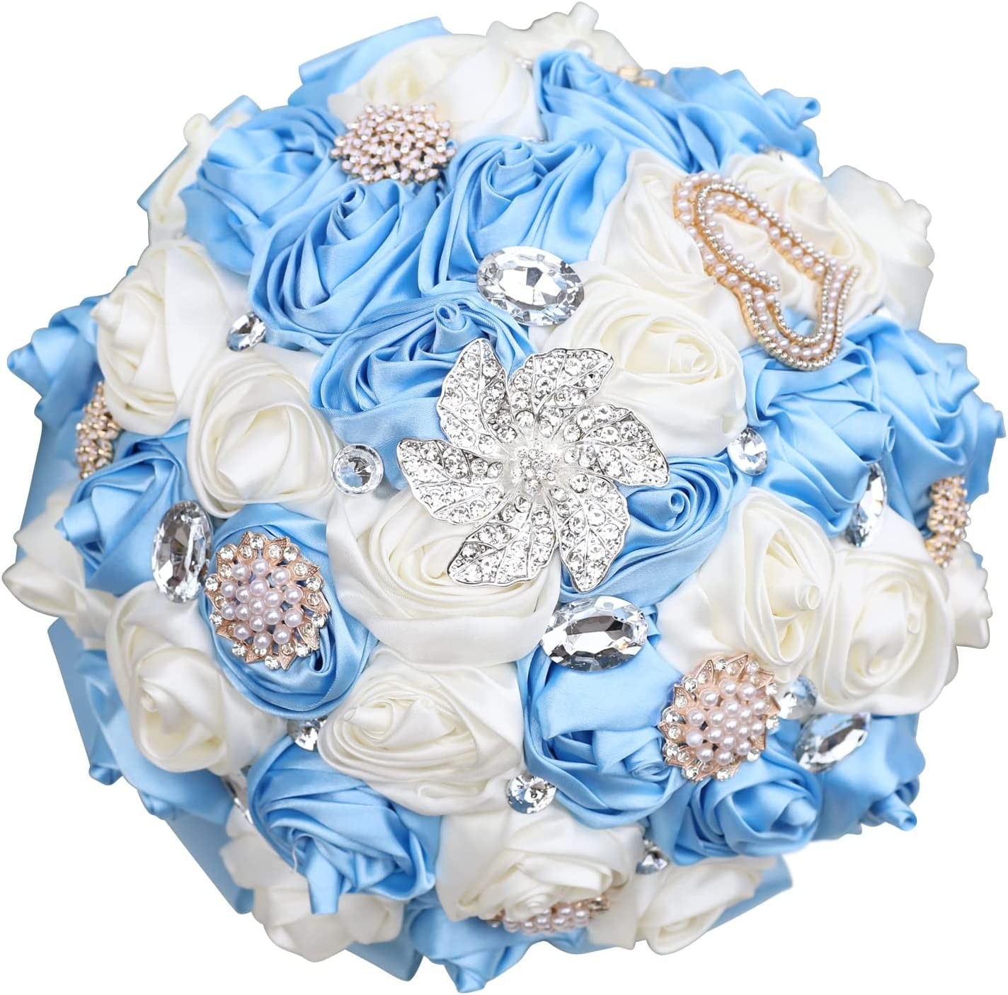7.1 Inch Handmade Satin Rose Bridal Bouquet Toss Round Wedding Bouquet Throw …