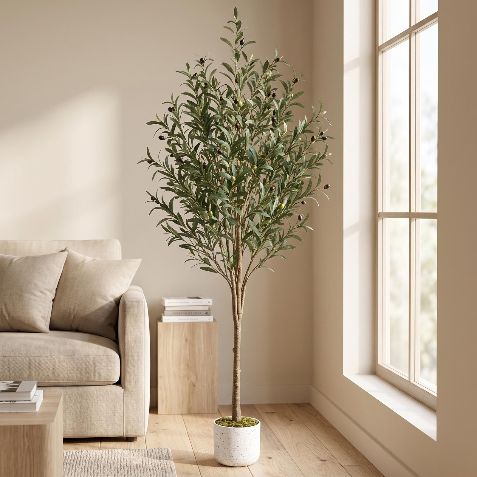 Garvee 5.3FT Artificial Olive Tree in Pot Fake Olive Plants with Nautral Leaves