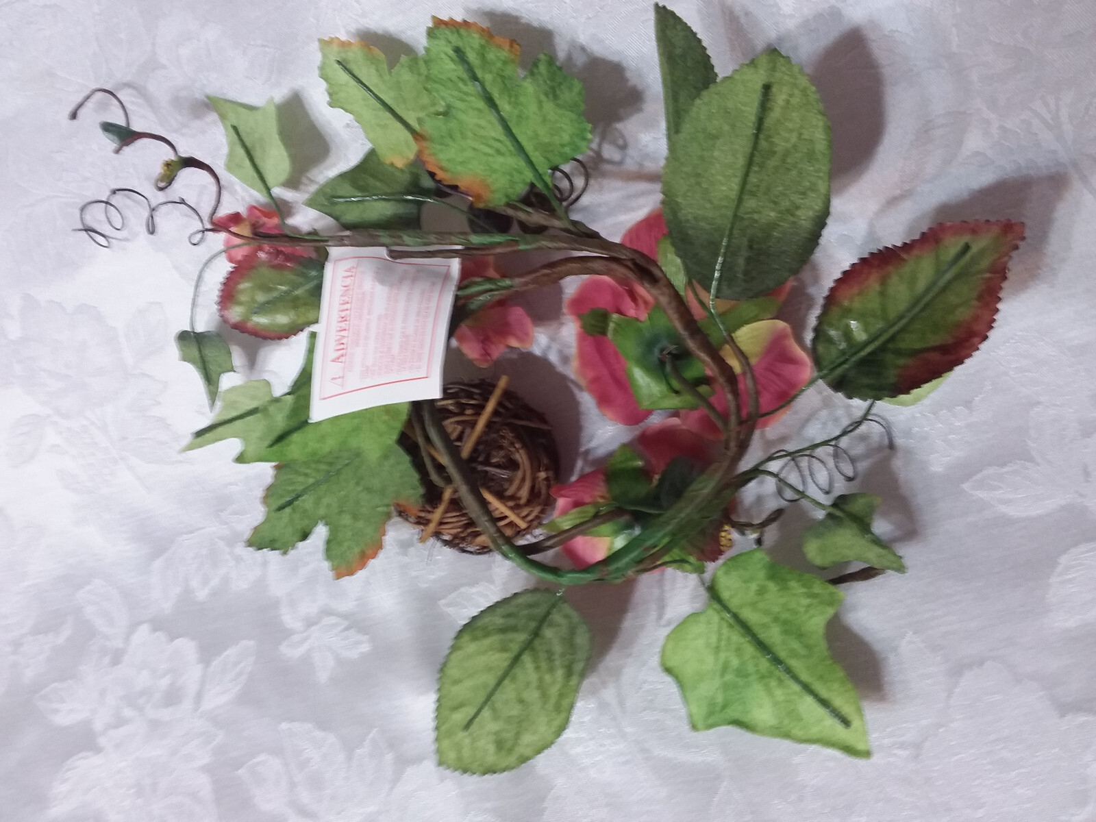 Home Interiors Country Pink Rose Candle Ring with Birdsnest/ NWT/Free shipping