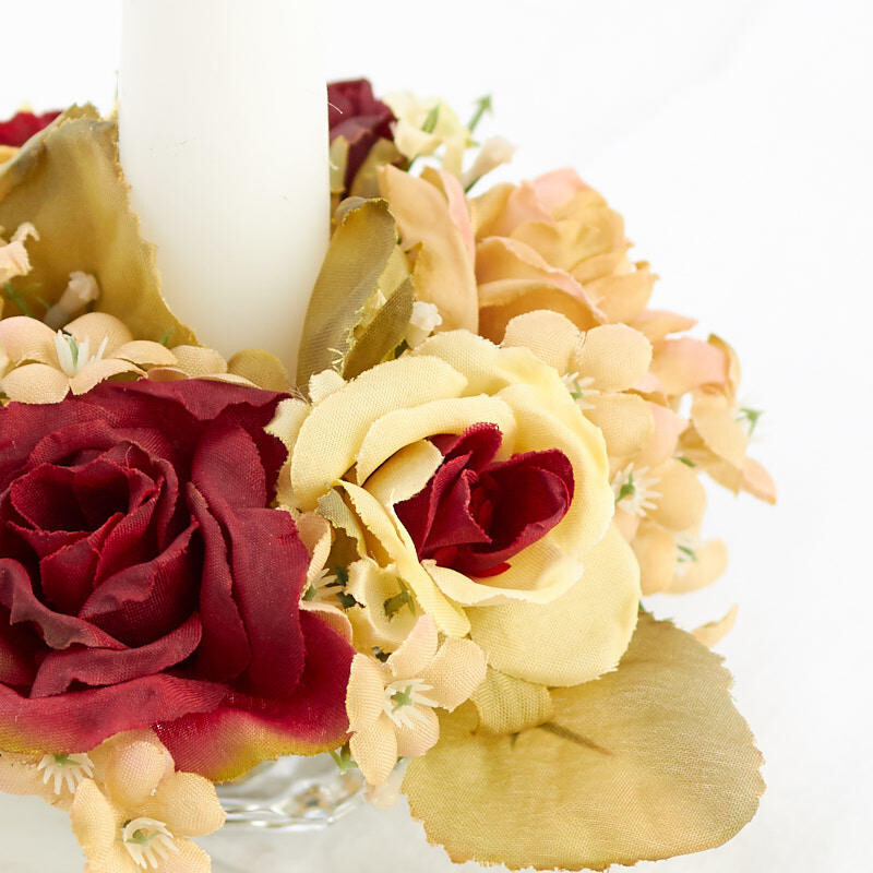 Set of 6 Artificial Rose and Gypsophila Taper 4″ Rings