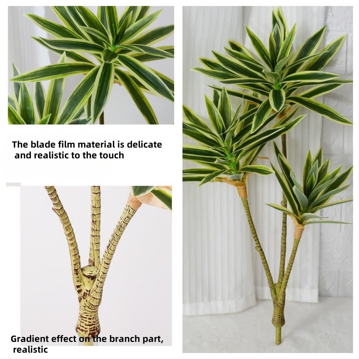 Artificial Dracaena Plant,Fake Plants,60 cm Tall Tropical Dracaena Tree,Artif…