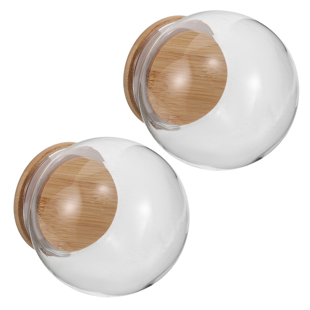 2Pcs Clear Glass Dome Cloche Covers for Miniature Display and Dust Protection