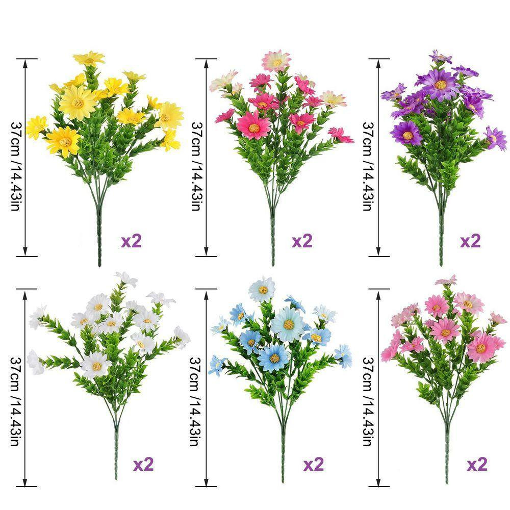 12 Bundles 14.4 In. Multi-Colored Indoor/Outdoor Artificial Daisy Flower
