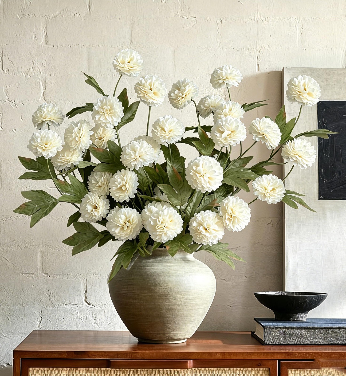 6PCS Long Stems Faux White Flowers Realistic Artificial Fall Flowers Indoor F…