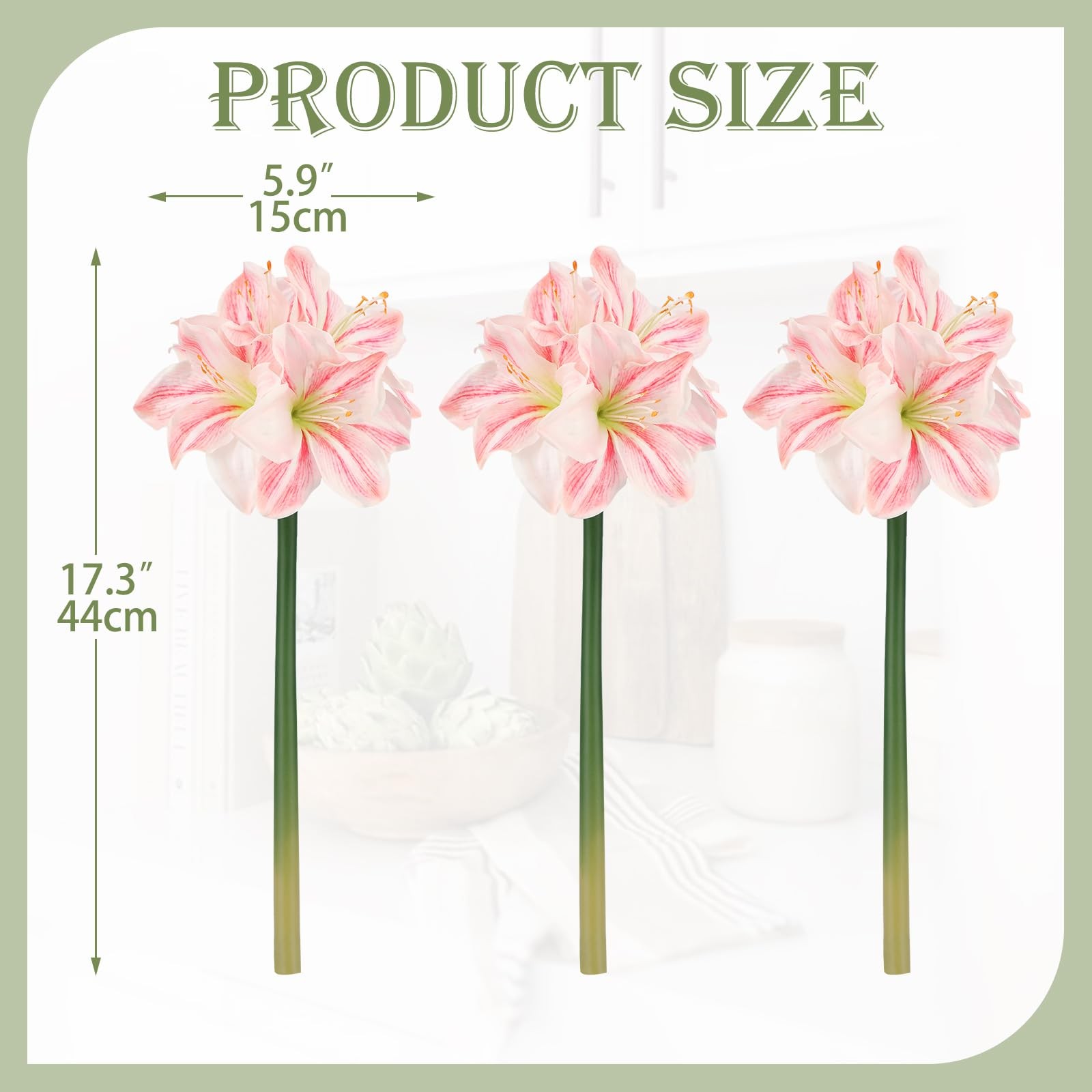 3PCS Amaryllis Artificial Flowers 17.3 Inch Faux Amaryllis Flowers Stems with…