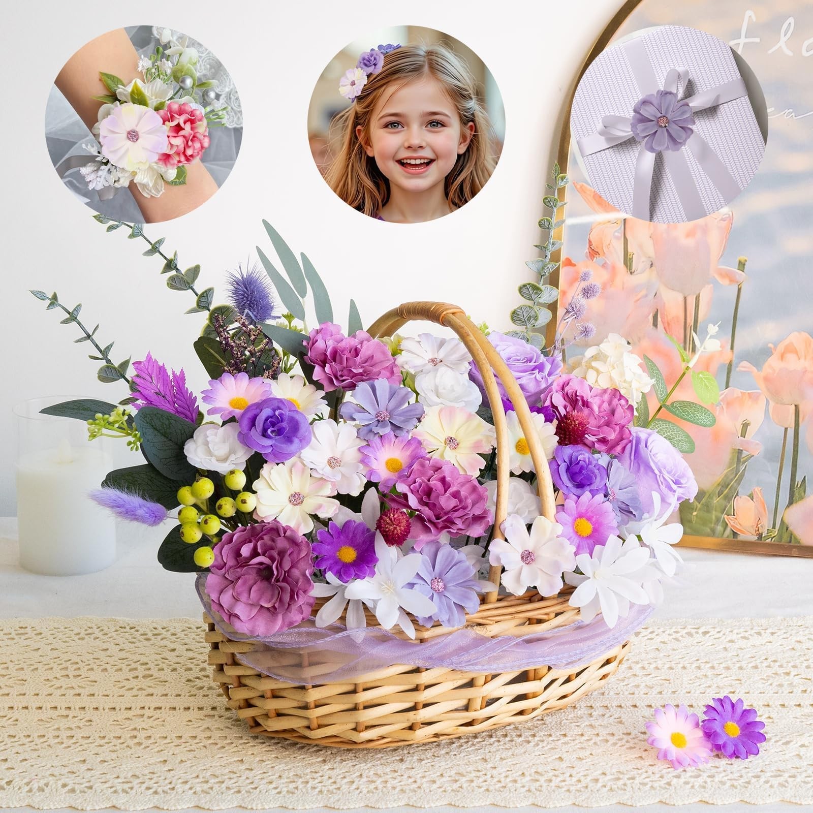 310 Pcs Fake Flower Heads Mini Artificial Flower Bulk Silk Flowers for Decora…
