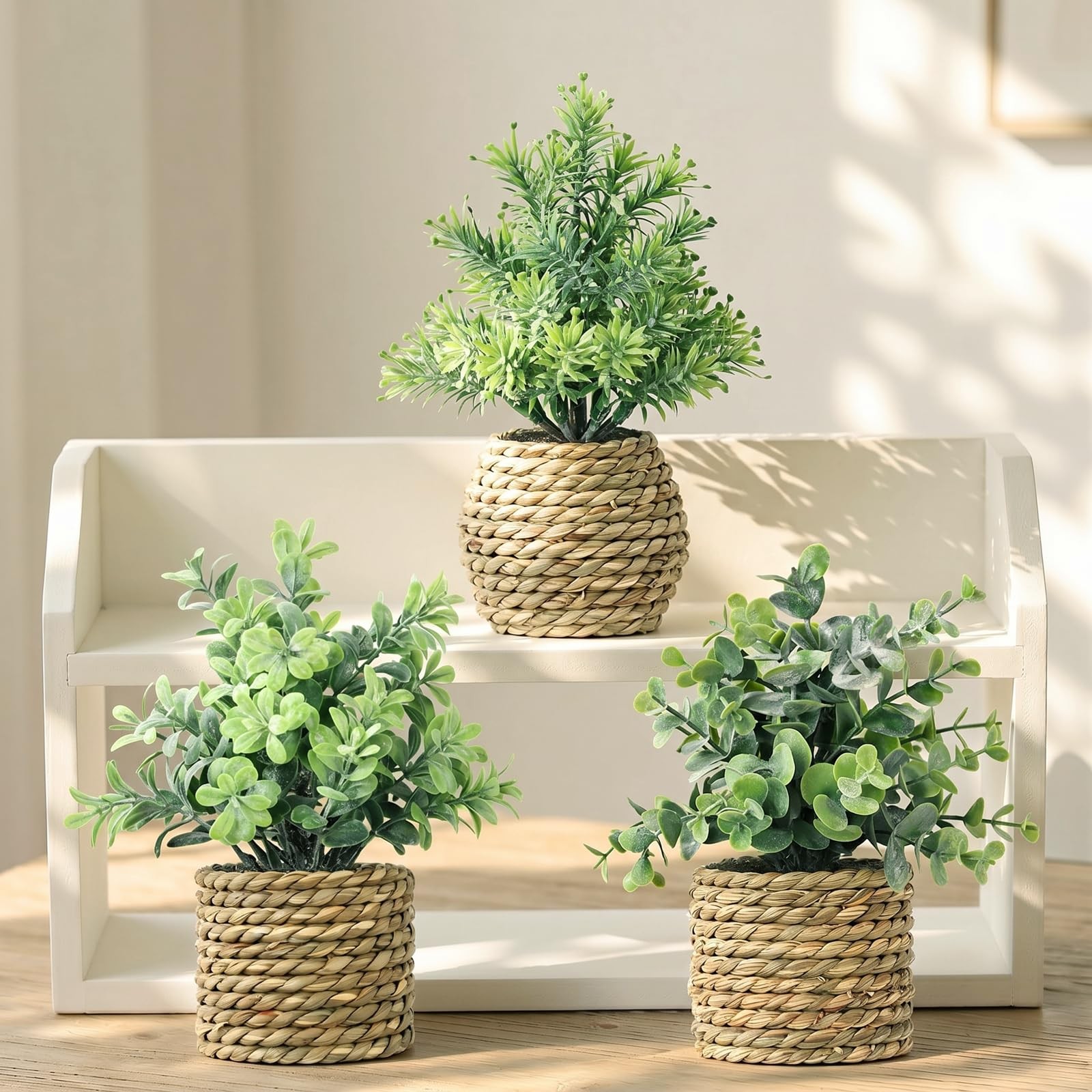 Small Fake Potted Plants: 9 Inches Artificial Plants with Seagrass Handwoven …