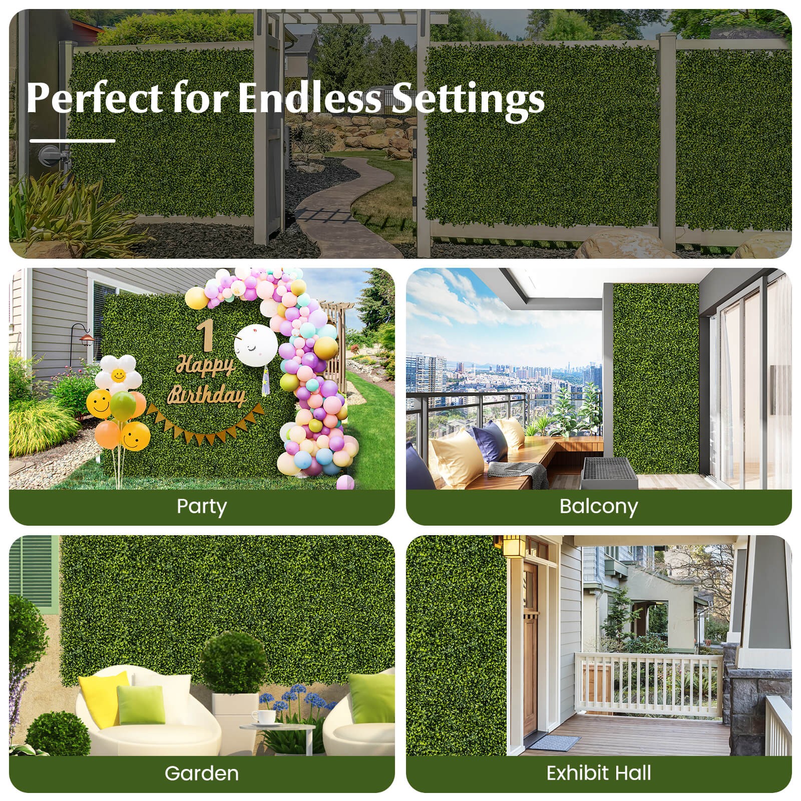 12 PCS 20″ x 20″ Artificial Hedge Boxwood Panels w/ Decorative Grass Wall Panels