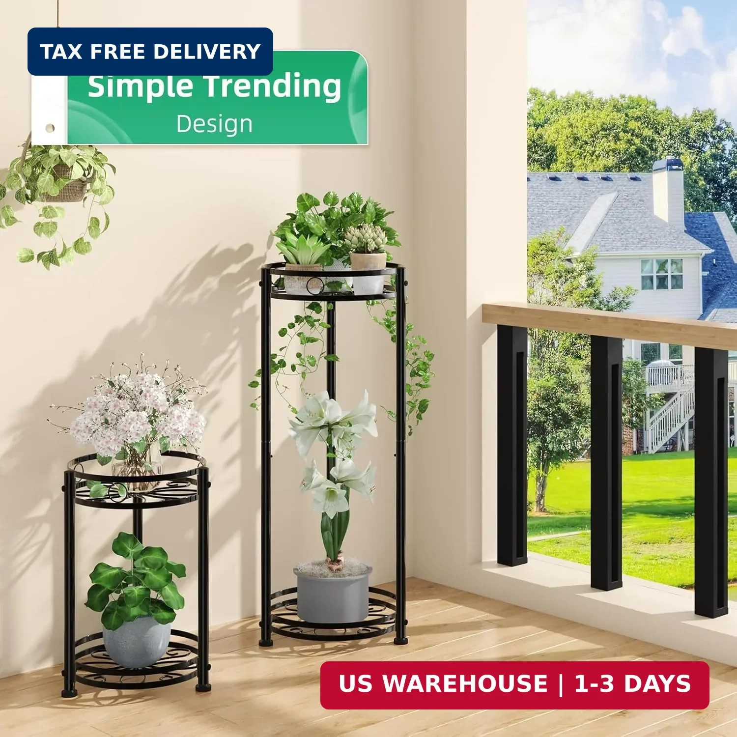 Simple Trending Round Plant Stand Indoor Outdoor, Waterproof Metal Tall 31″ Plan
