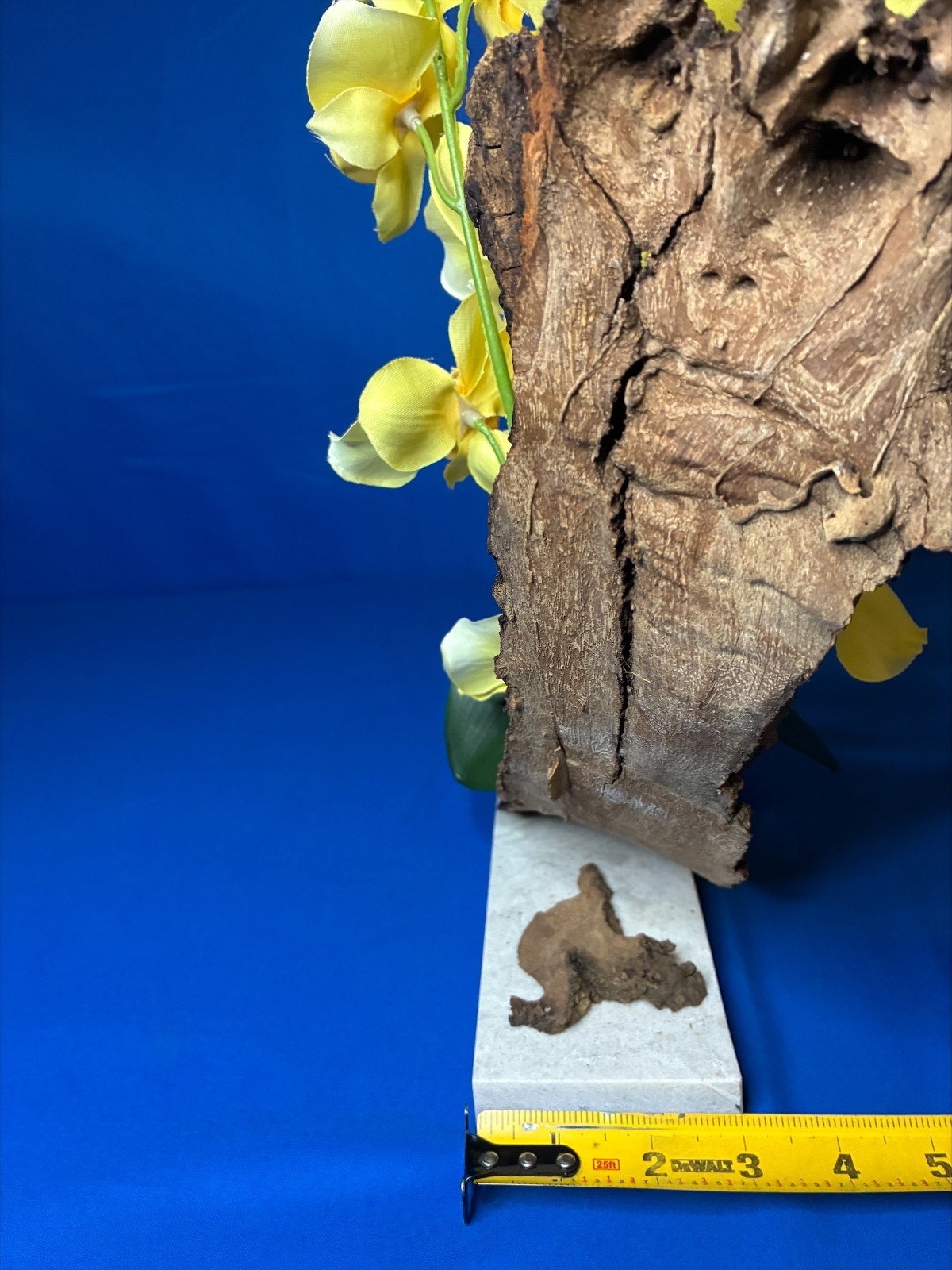 Decor Artificial Plant Home Arrangement Orchid Marble Base Natural Bark Handmade