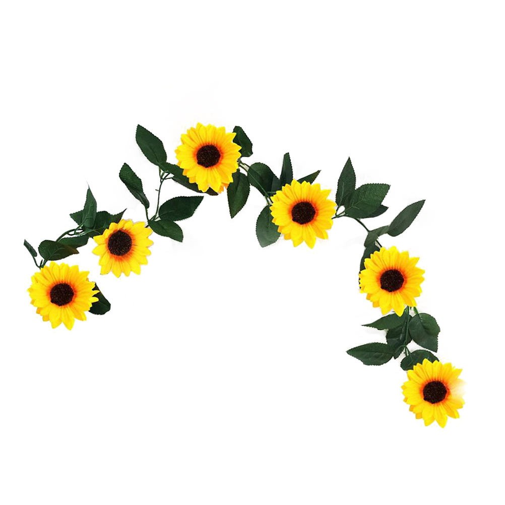 1Pcs Decorative Sunflower Rattan Garland Green Leaf Silk Wedding Party Decor