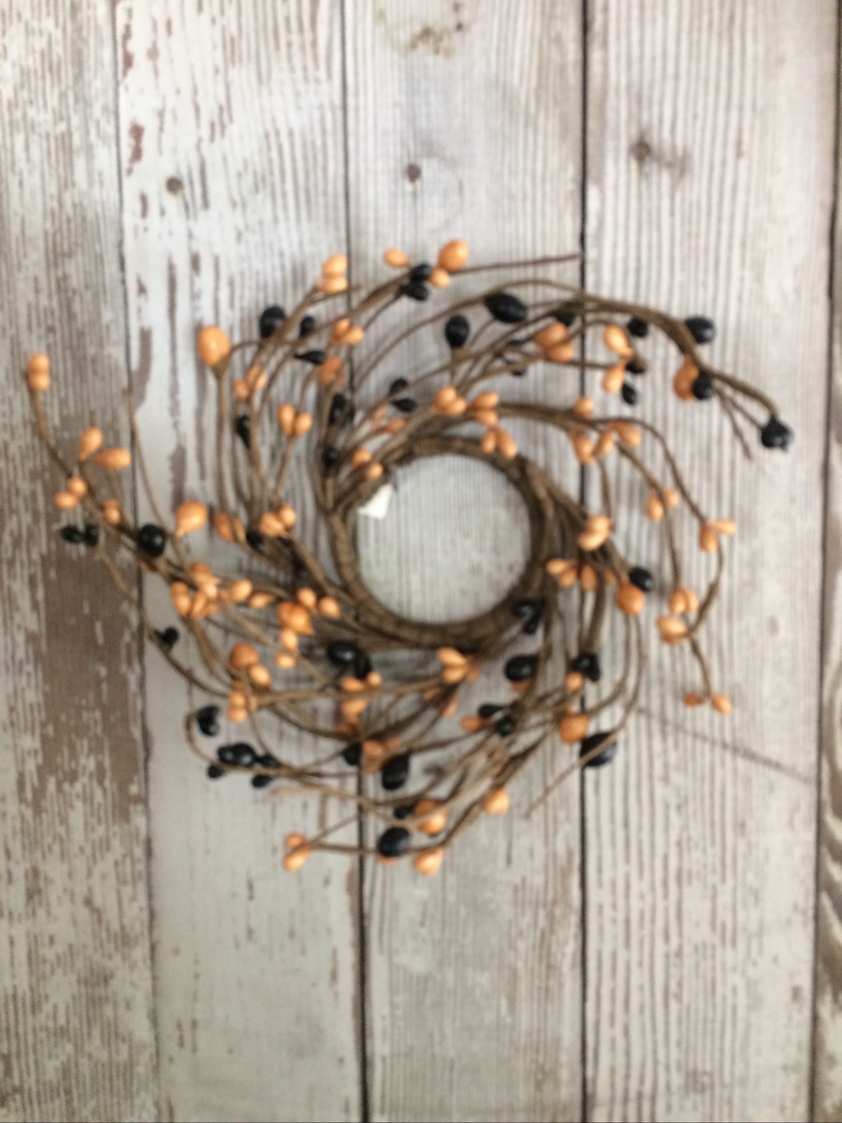 2.5″ Pip Berry Candle Ring Wall Wreath Farmhouse Black & Tan Craft Wedding Pips