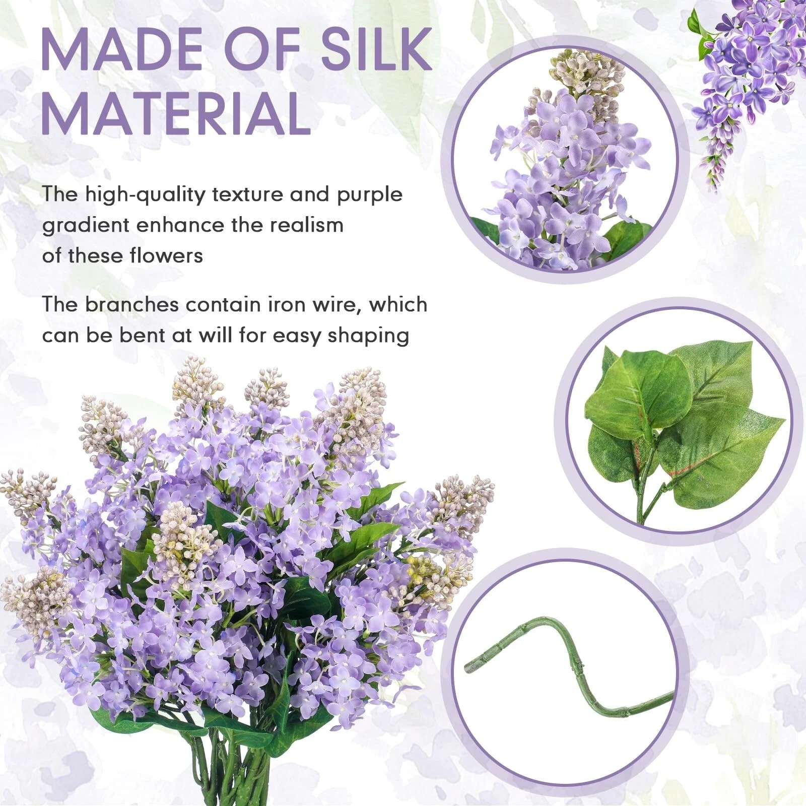 10 Pcs 24″ Artificial Lilac Flowers Purple Fake Delphinium Antirrhinum Stem R…