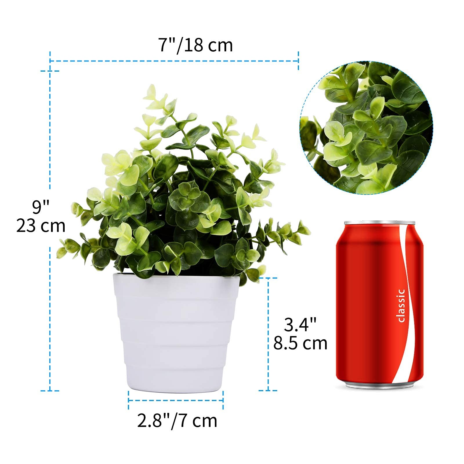 Small Fake Plant Potted Artificial Indoor Eucalyptus Green Home Office Decor