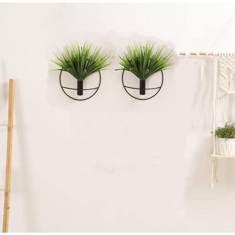 11 In. Green Artificial Grass, Wall Decor Metal Vase Decoration Holder, , Fake W
