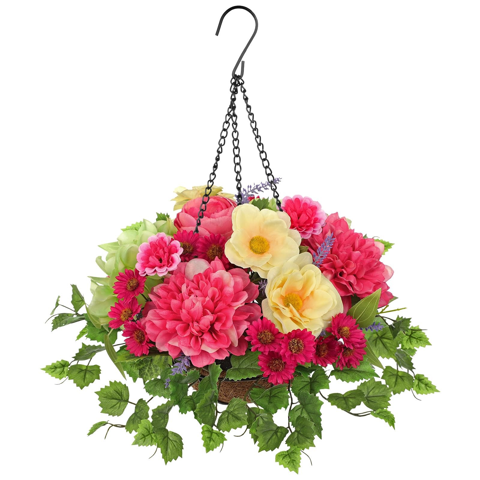 Artificial Hanging Basket Flowers with Chain Hook, Fake Hanging Flowers with …