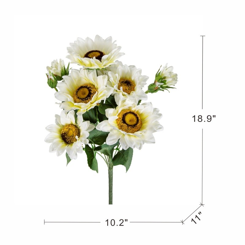 4pack, Artificial Cream Sunflower Bush, Garden Home Table Flower Decor