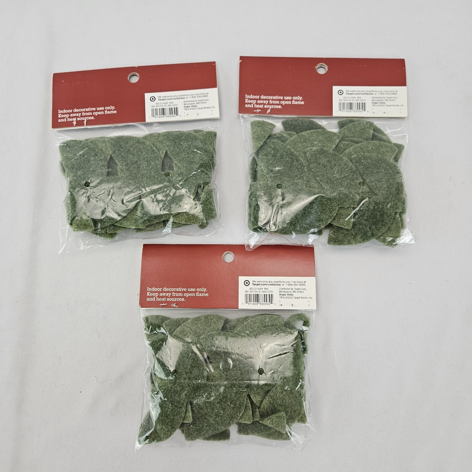 3 Pack Green Floral Leaves Soft Felt Table Garland Décor 3FT 4IN