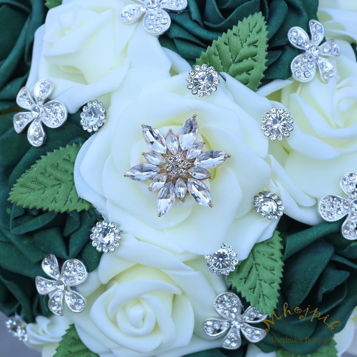 Mhojpik Lightweight Bridal Wedding Bouquet Round Holding Bouquet Throw Toss A…