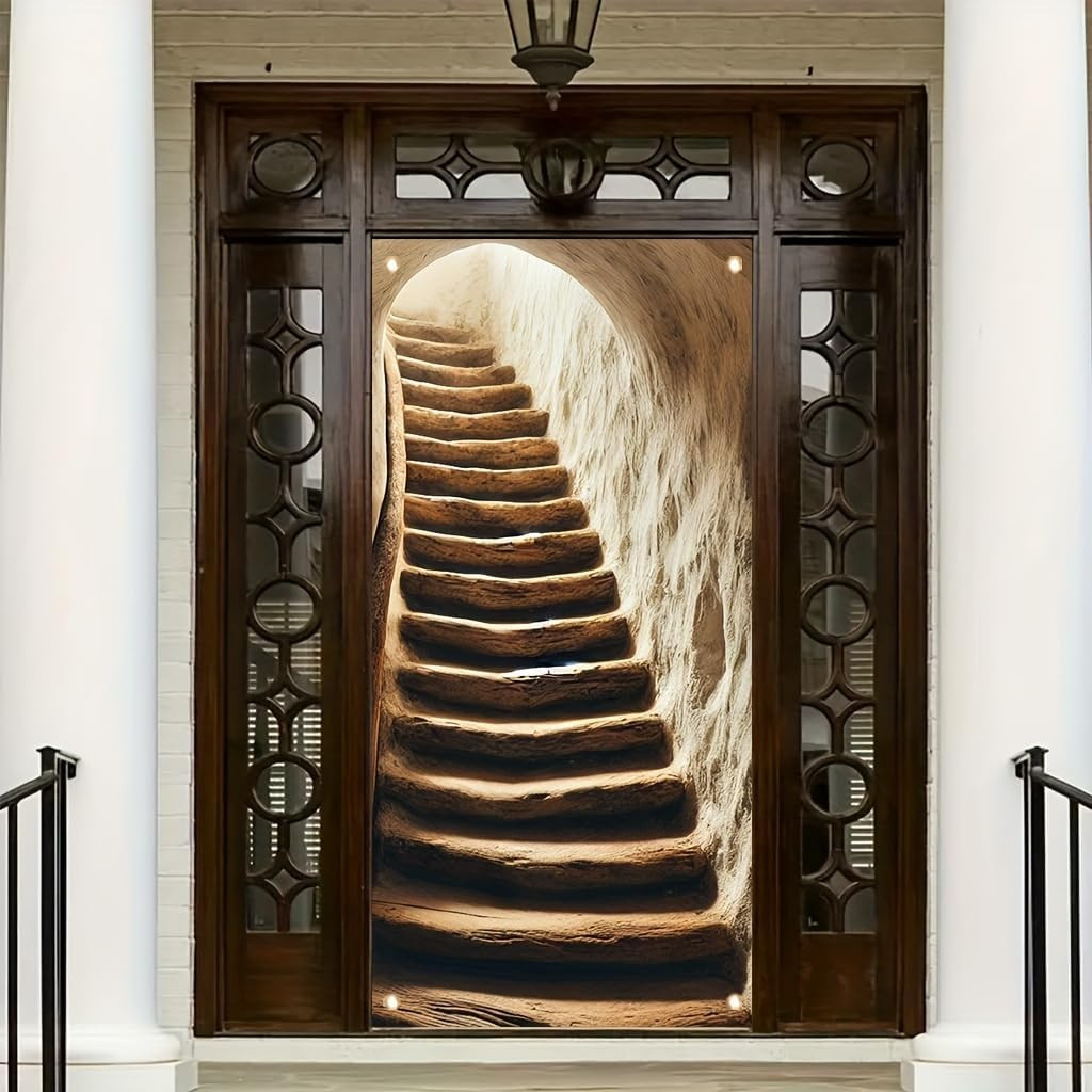 Rustic Stone Stairway 71X35 Inch Ancient Cave Steps Design Outdoor Decoration Vi