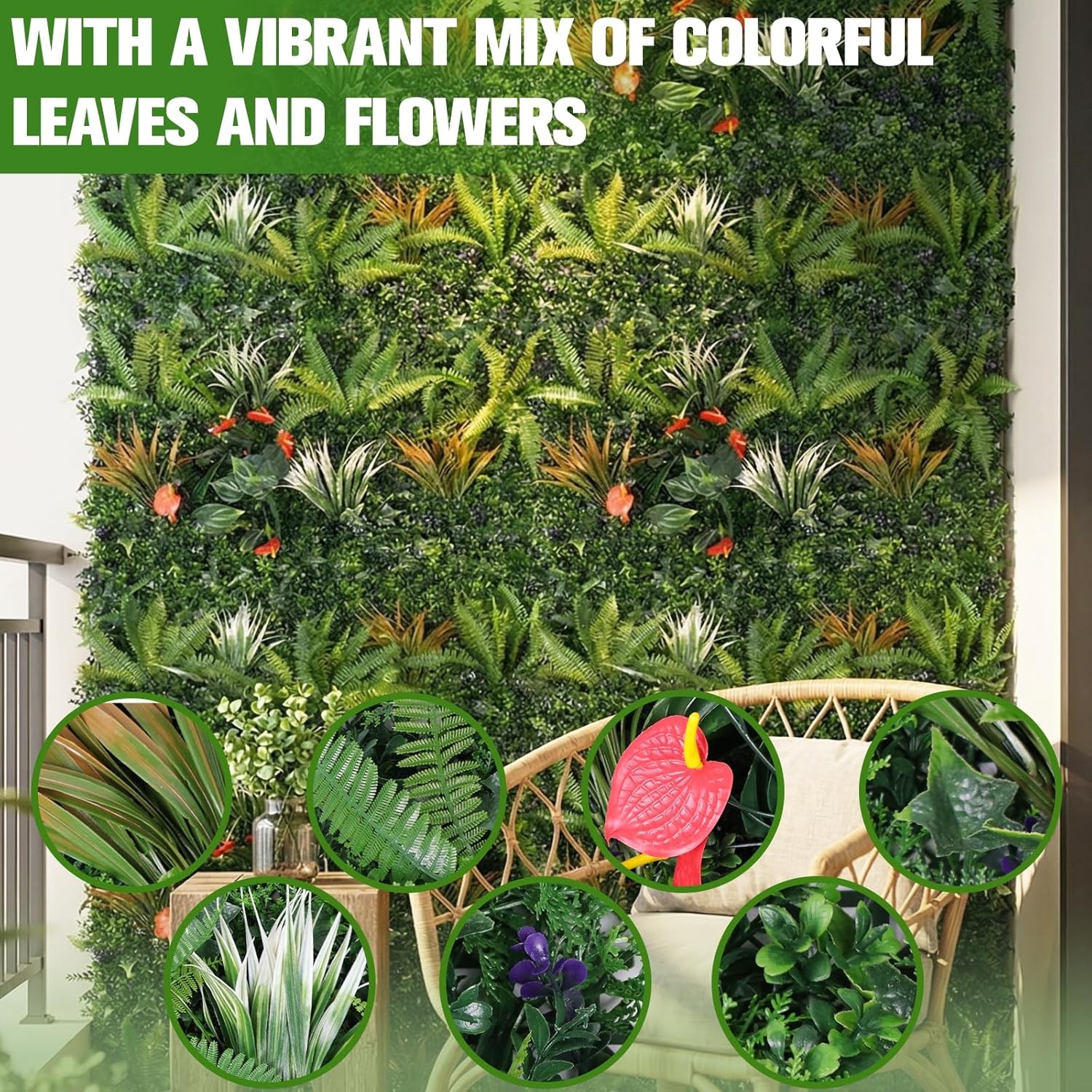 3pcs 40×40 in Faux Greenery Privacy Screen UV Resistant Hedge Panel In/Outdoor