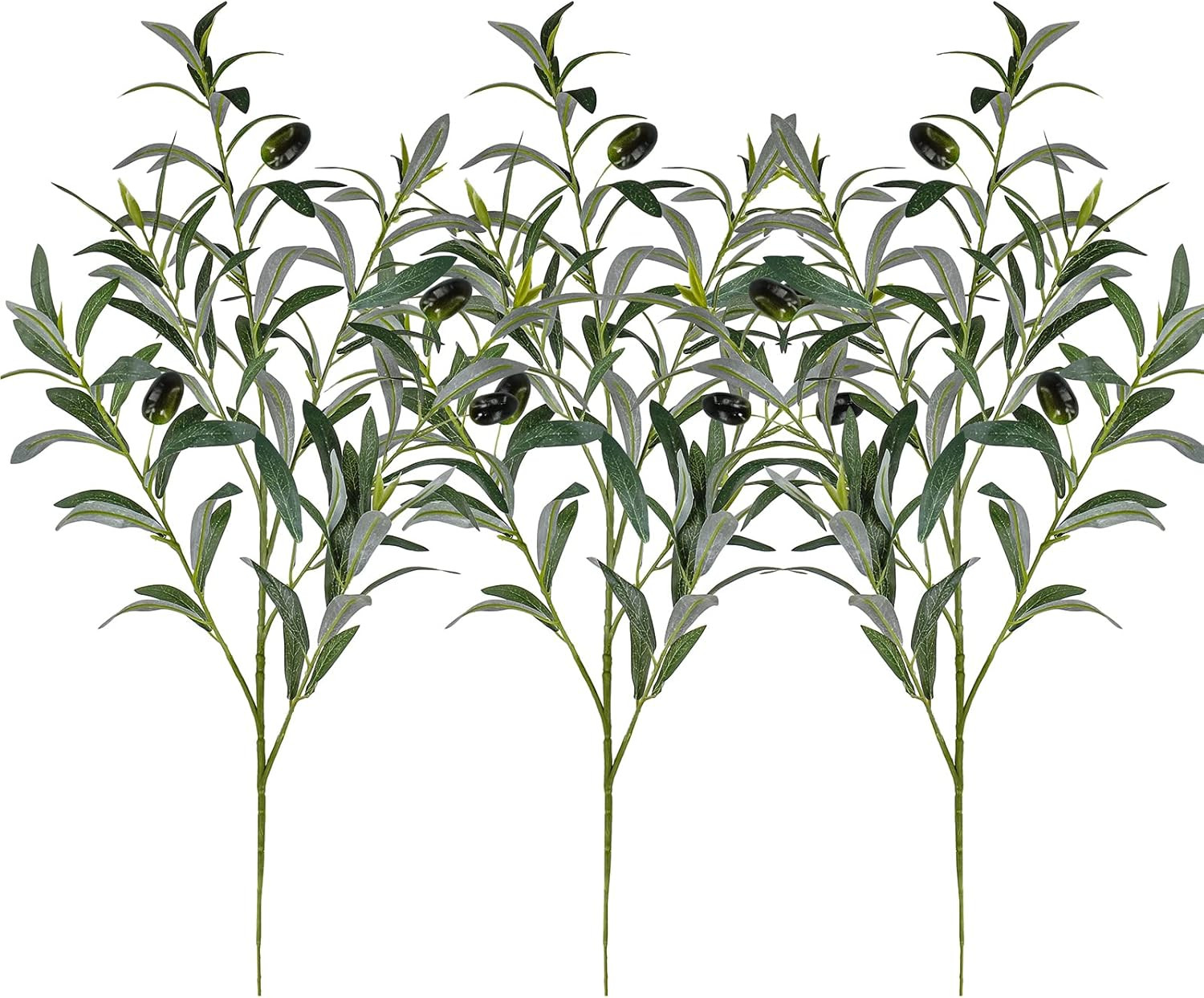 3 Pcs 23.6 Tall Artificial Olive Branches with 261 Leaves Lifelike Faux Euca