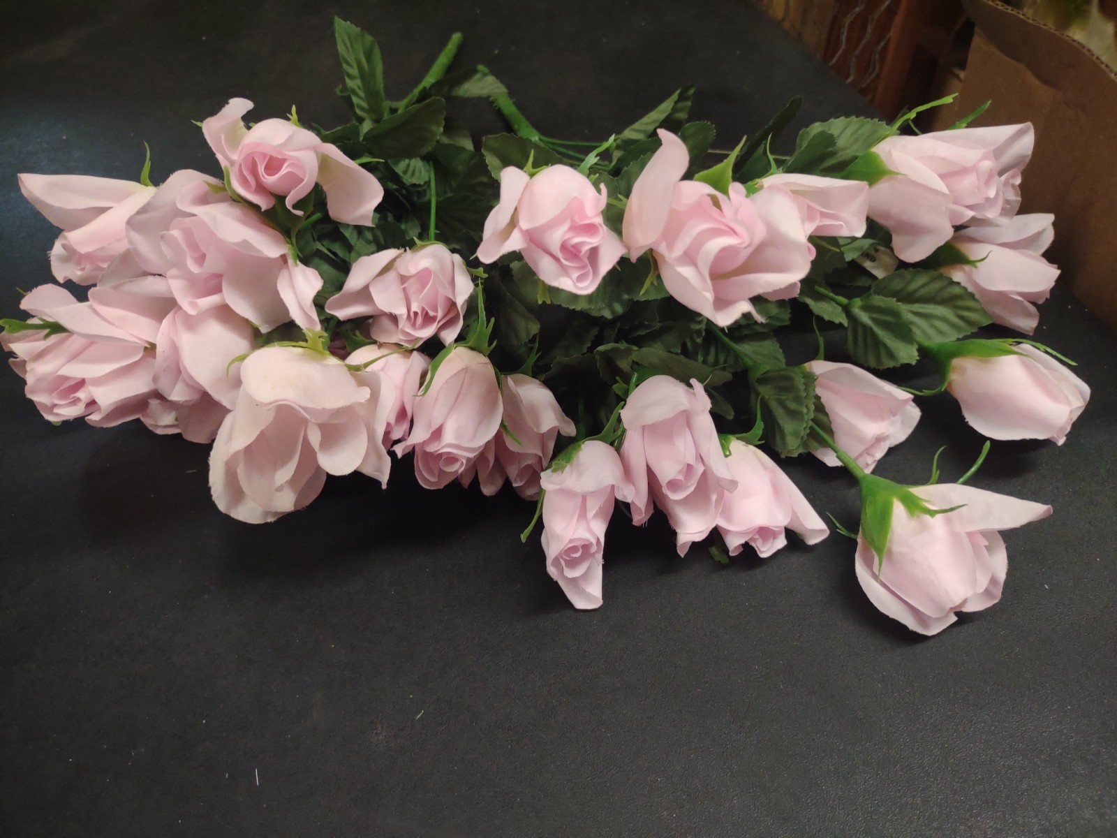 Set of 2 Bushes: 28 Roses Total, Pink Silk Rosebud Bush w 14 Wired Rose Buds