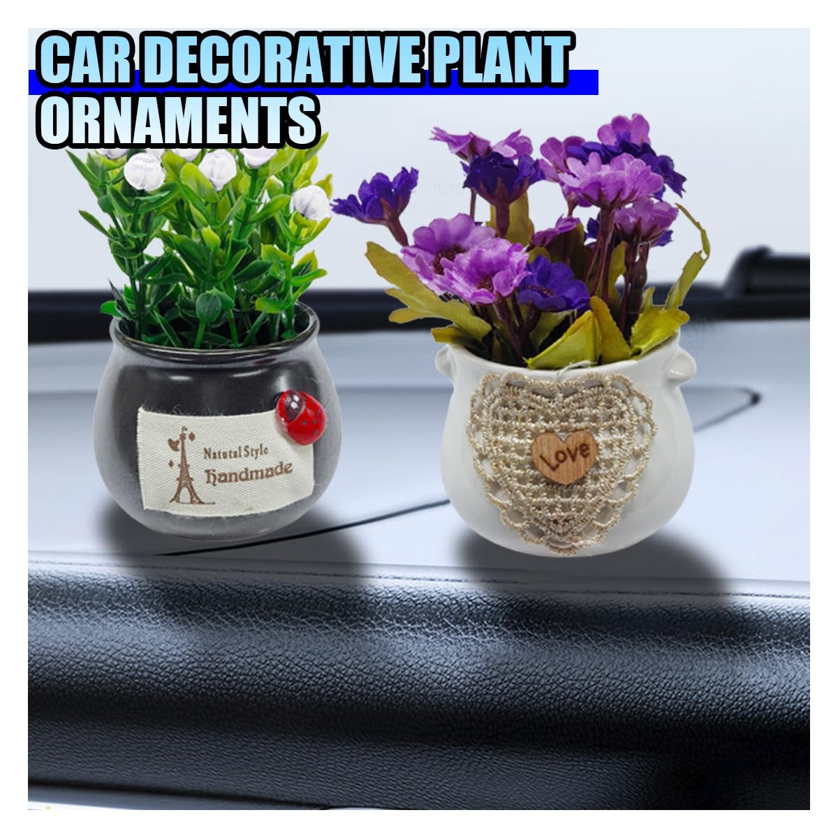 2PCS Cute Flower Bouquet in Pottery Vase Car Dashboard Ornament for Interior …