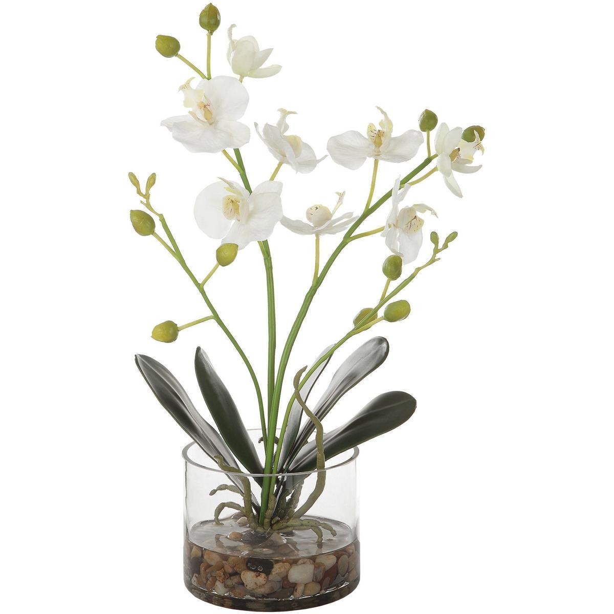 Uttermost 60201 Glory White and Green with Clear Glass Orchid