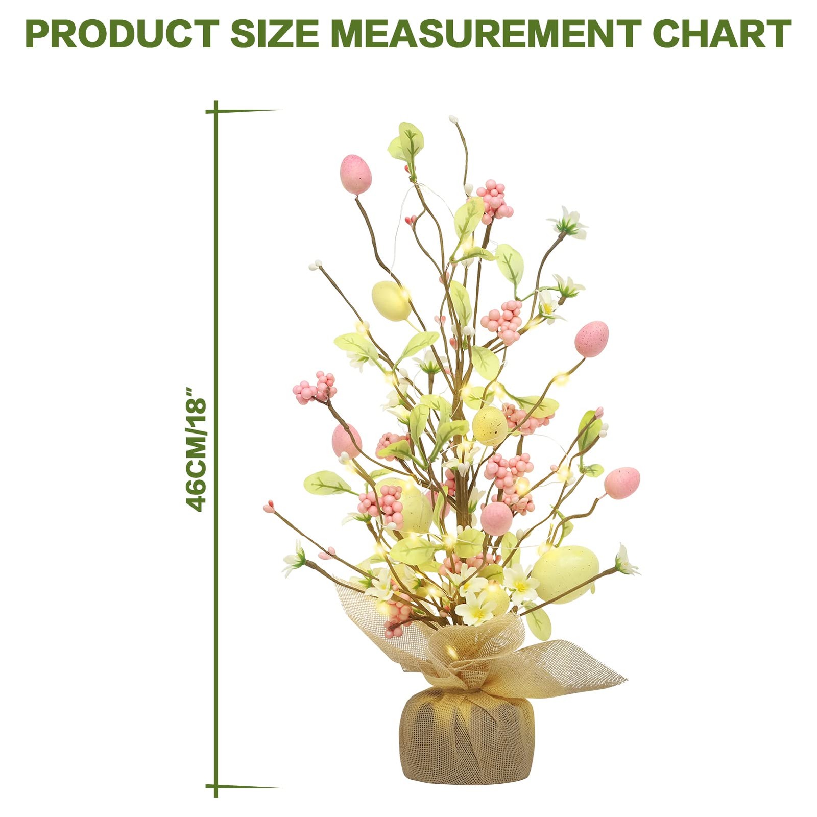 RoseCraft Easter Decorations, 18 Inch Pre-Lit Egg 1ft 6in, Yellow/Pink