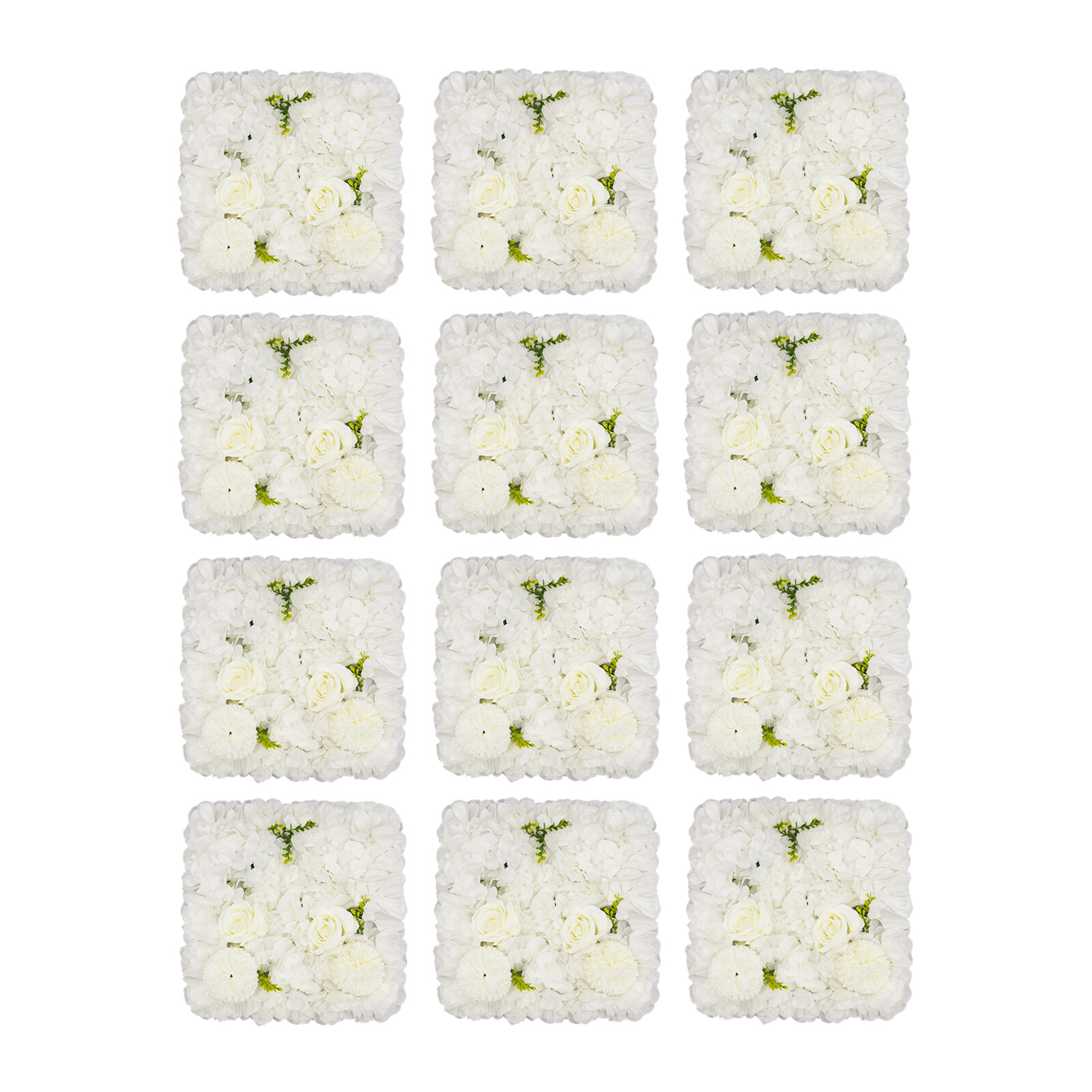 3D Flower Wall Panel-12pcs Artificial Flower Wall Background Silk Rose Mat