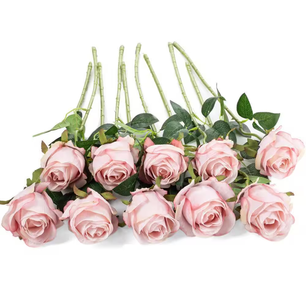 20 .5″H 10Pcs Artificial Rose Flowers Long Stem Fake Silk Roses for DIY Wedding