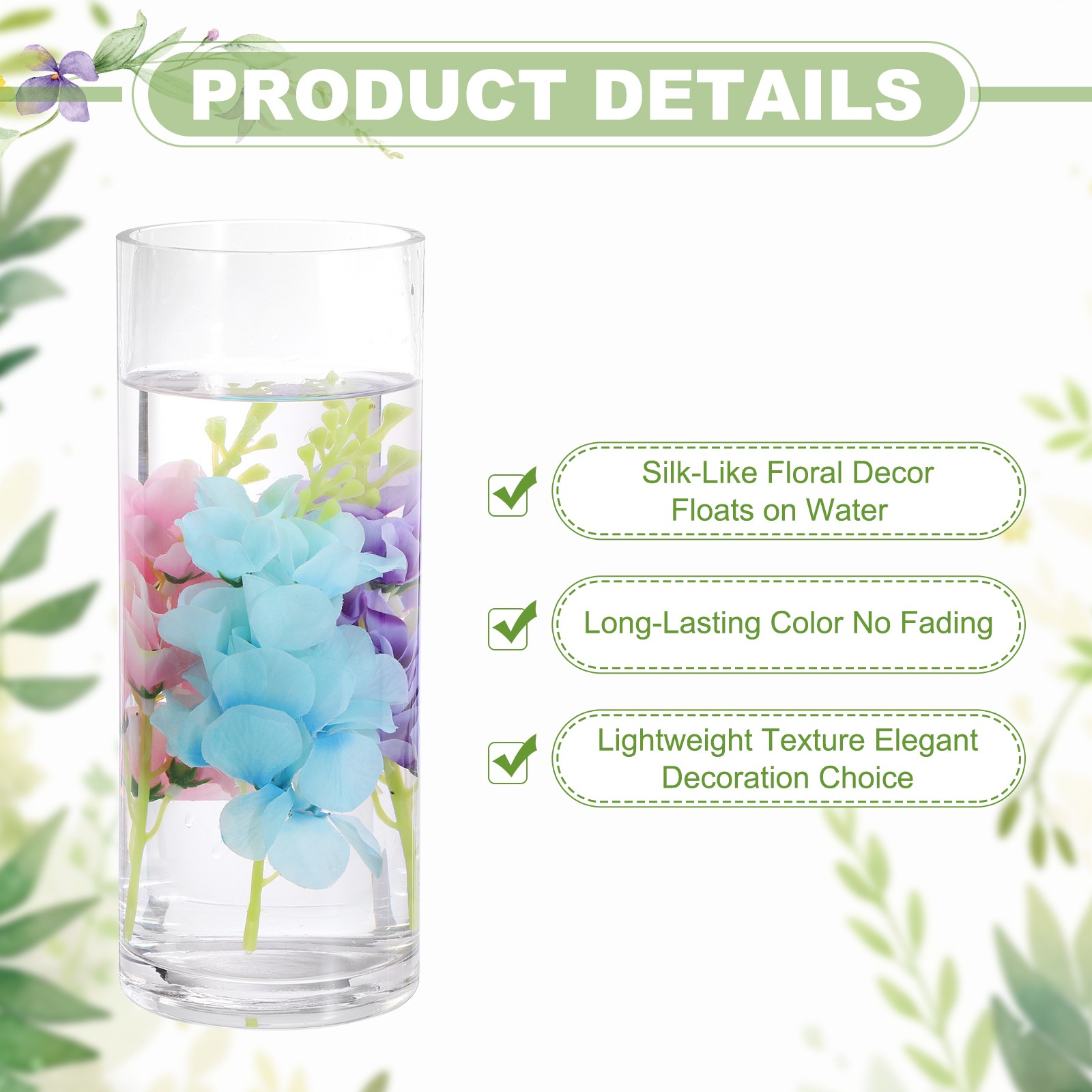 10Pcs Floating Flowers for Centerpieces Artificial Hydrangea Blue Violet)