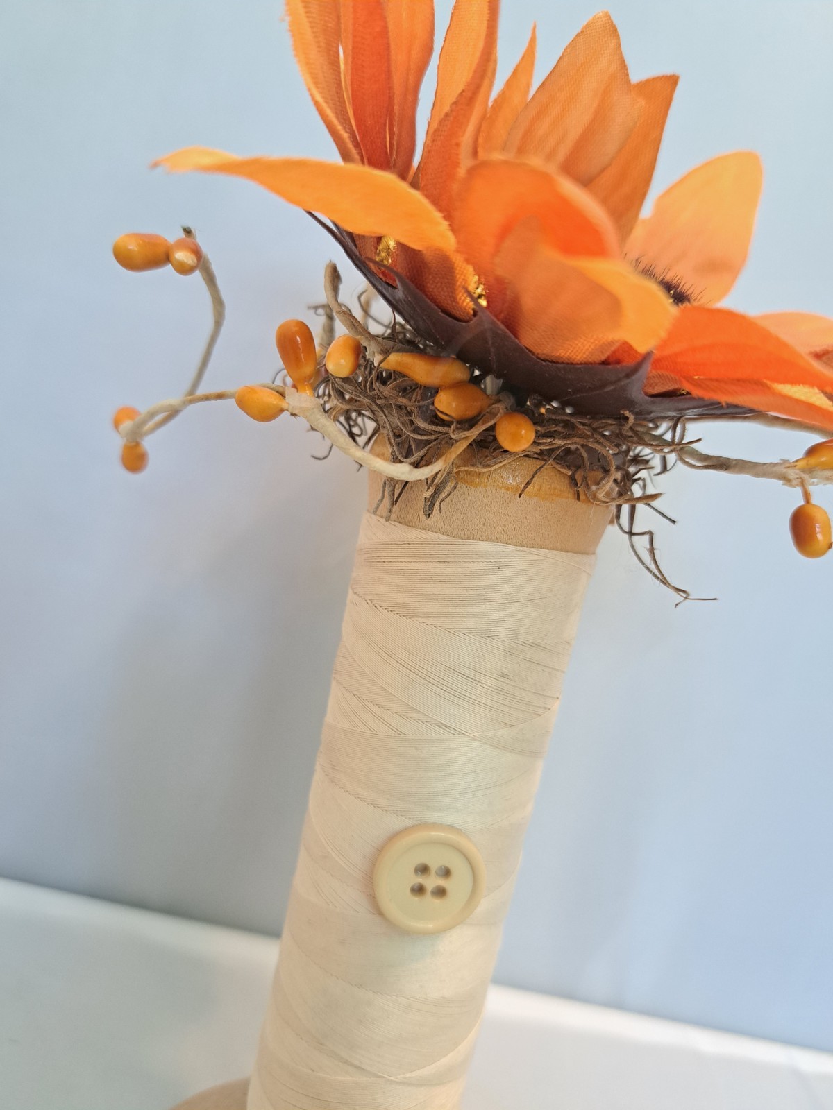 Lot of 7 Sunflower Fall Decor w/Lg Vintage Thread Spool Sewing Thread Home Decor