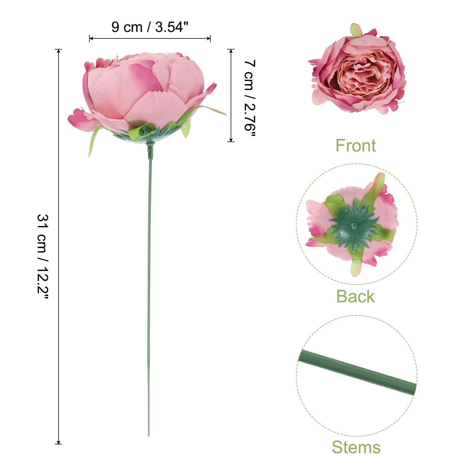 25Pcs Peonies Artificial Flowers Fake Peony Flowers with Stems Autumn Pink
