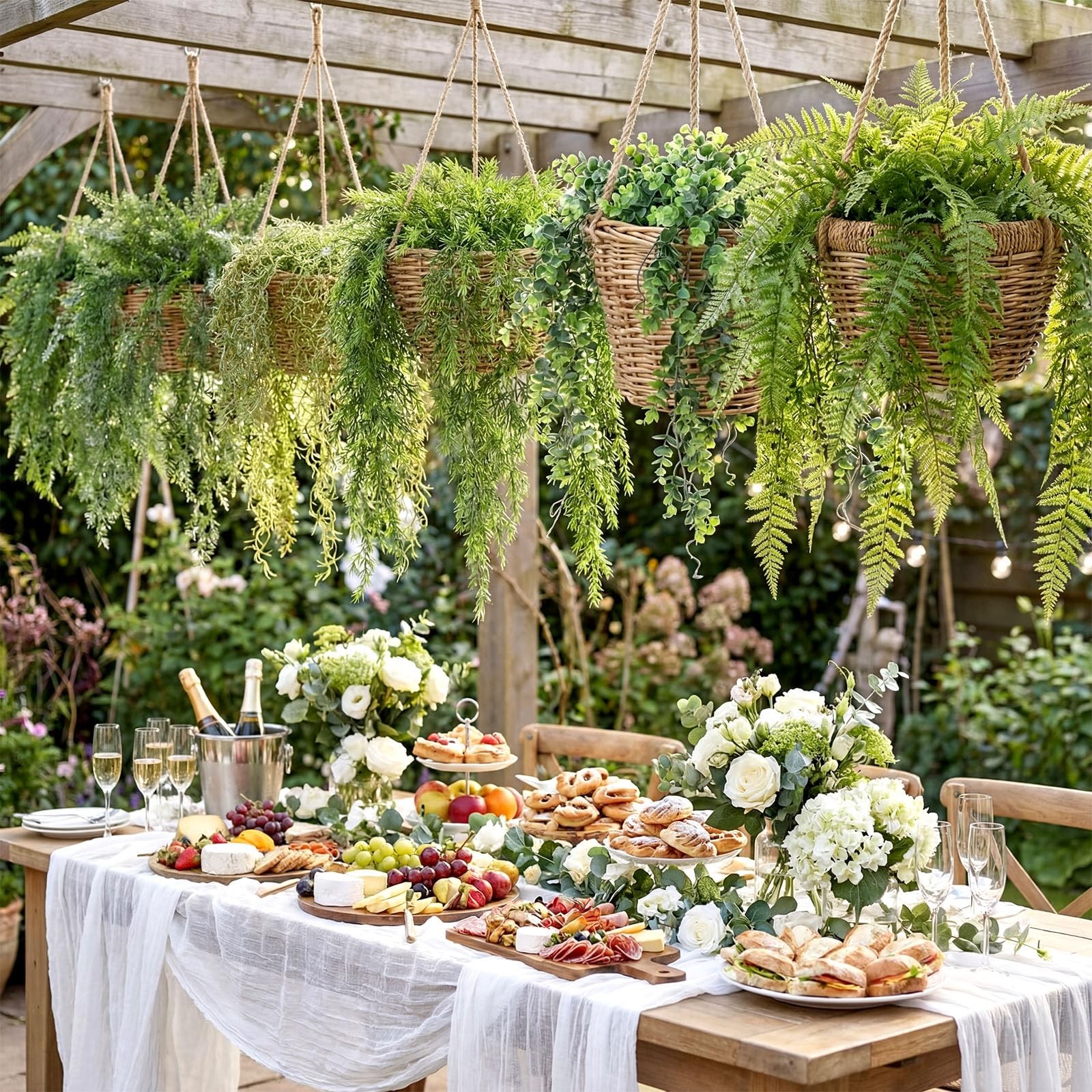 6 PCS Artificial Hanging Plants Fake Greenery Eucalyptus Leaves 41.73 Inch
