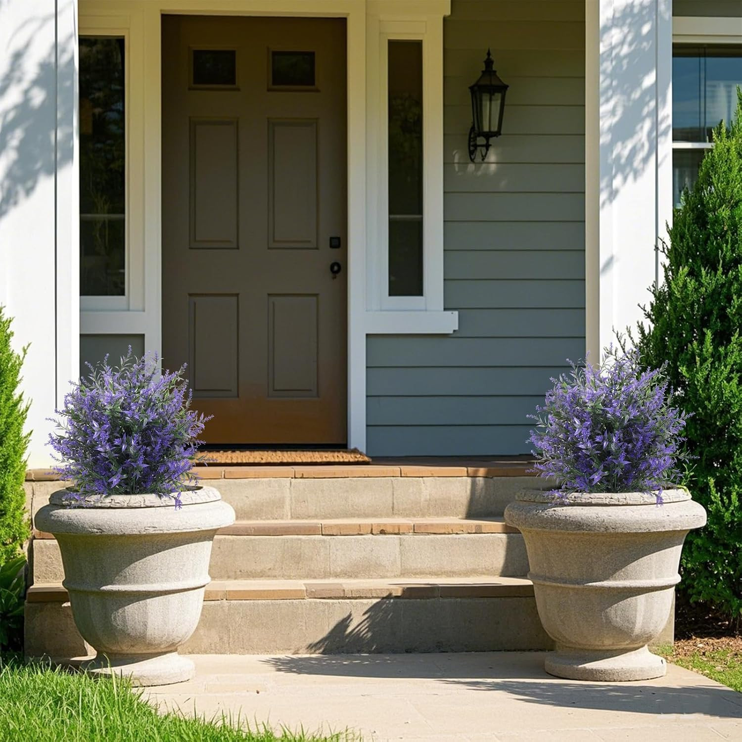 Purple Artificial Lavender Topiary Ball Tree – 2Pc UV Resistant Decor