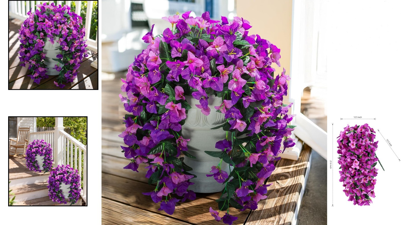 Artificial Bougainvillea Vines 2 Pack UV Resistant Outdoor Flowers for Garden…