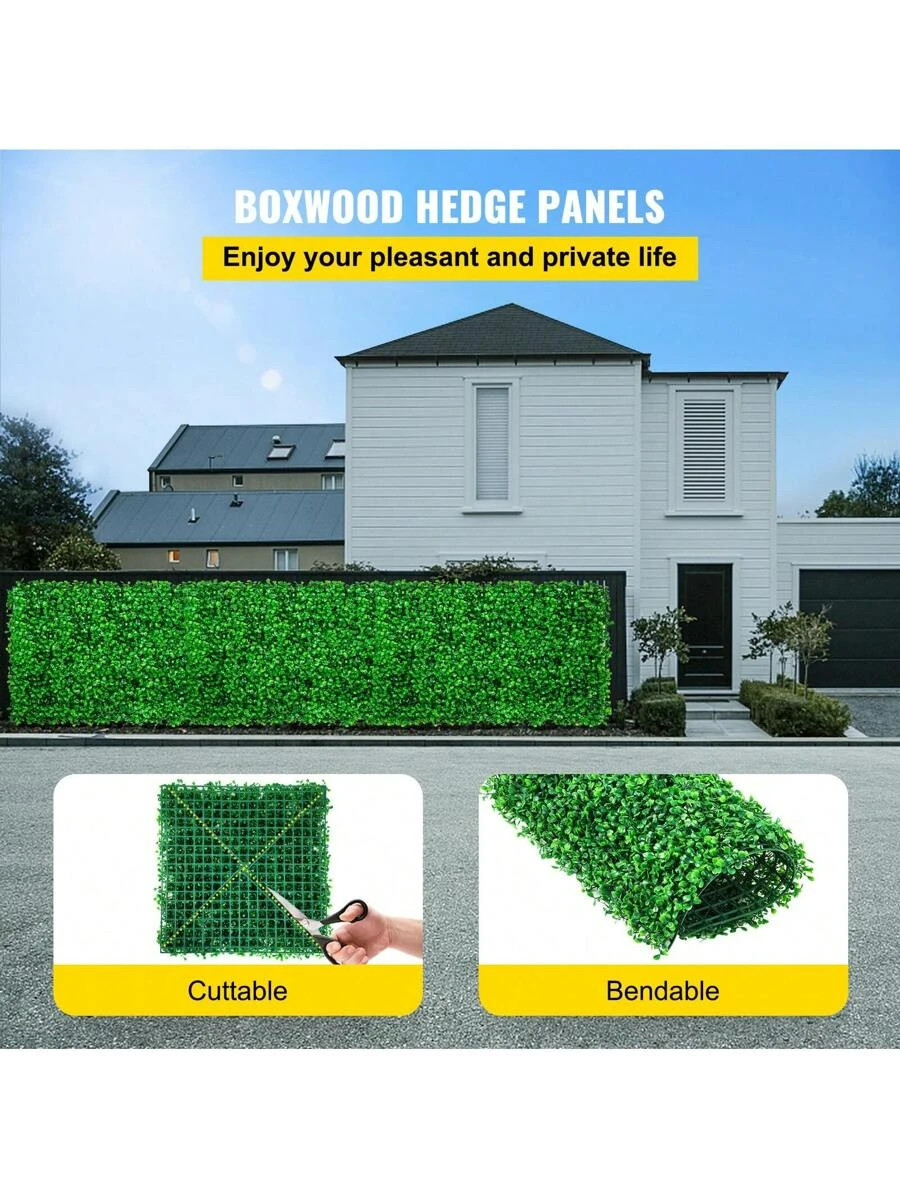 48pcs 10X10in Artificial Boxwood Panel UV Hedge Wall Fake Grass