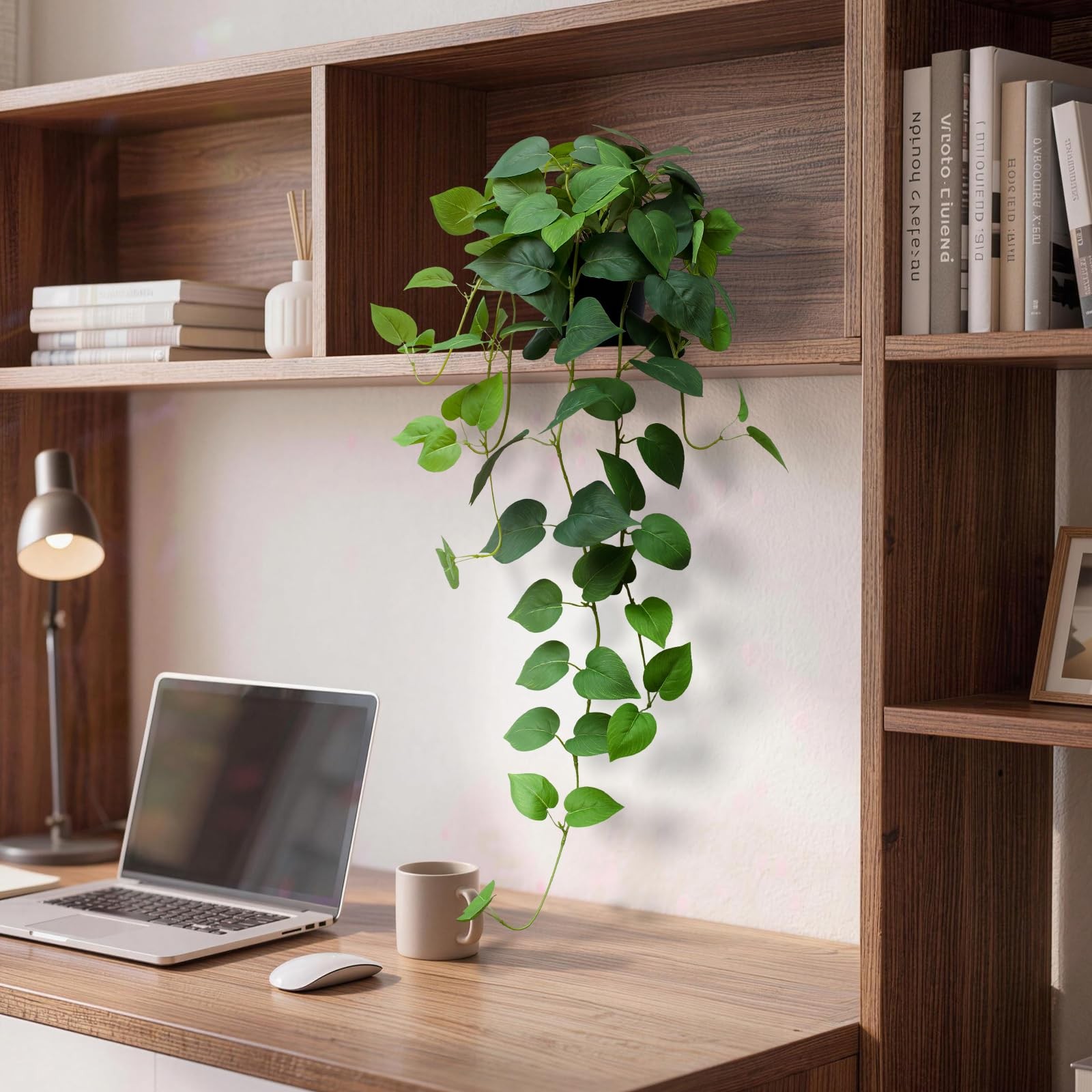 Fake Pothos Hanging Plants 33 Inch Potted Artificial Faux Silk Vines Indoor