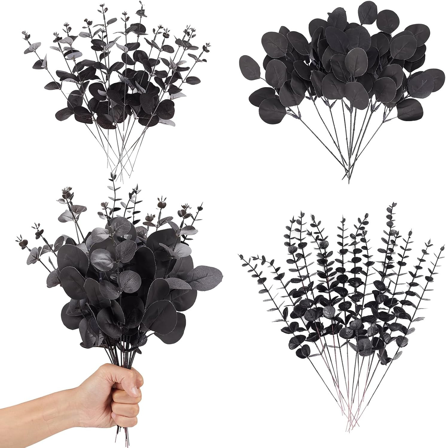 120 Pcs Mixed Faux Eucalyptus Stems for Halloween & Home Decor
