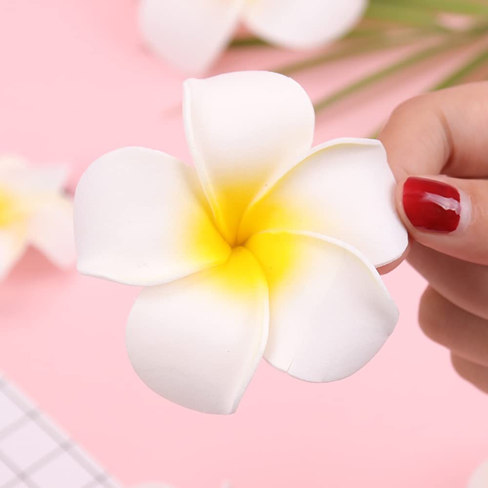 50 Pcs Frangipani Decorative Flower Artificial Foam Plumeria Flowers for DIY …