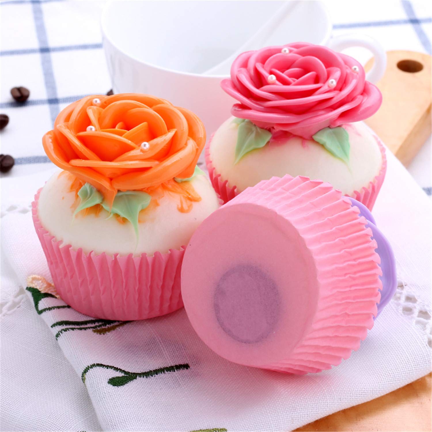 6 PCS Realistic Artificial Rose Cupcake Model Fake Cake Photography Prop