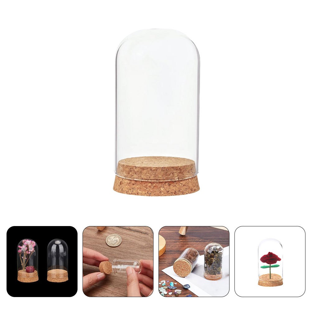 4pcs Mini Glass Dome Cloche Cover Decorative Clear Display Bell Jar